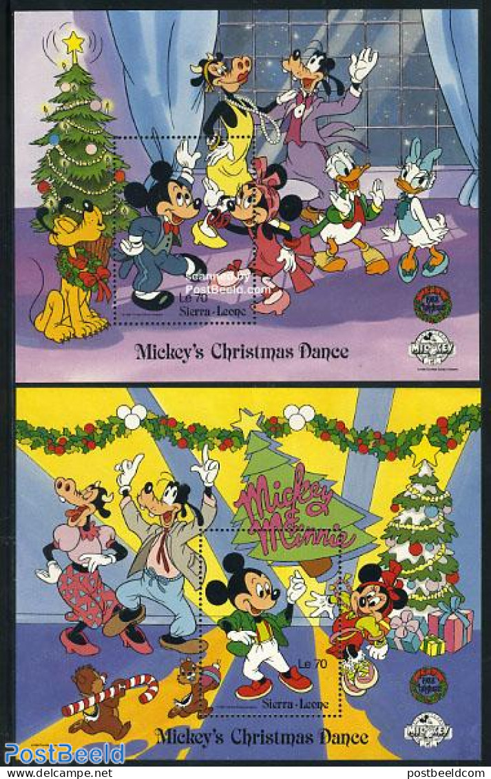 Sierra Leone 1988 Christmas, Disney 2 S/s, Mint NH, Religion - Christmas - Art - Disney - Noël