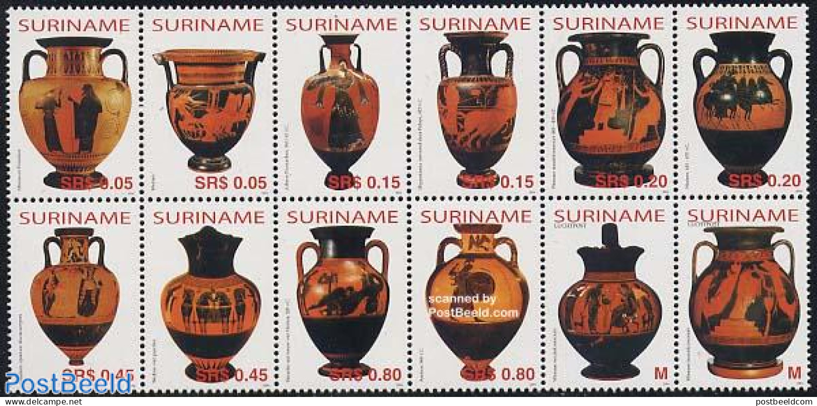 Suriname, Republic 2004 Olympic Games 12v [+++++], Mint NH, Nature - Sport - Horses - Olympic Games - Art - Ceramics - Porcelana