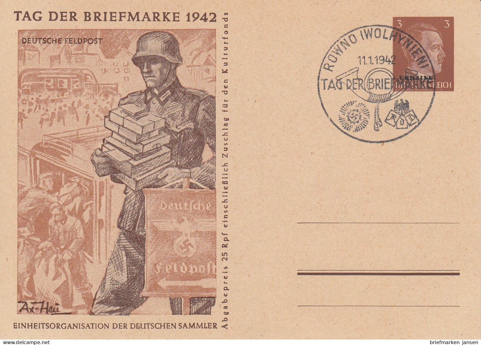 Dt. Besetzung, Ukraine,  Mi.Nr. P 4b/02 Tag Der Briefmarke 1942, Dt. Feldpost - Bezetting 1938-45