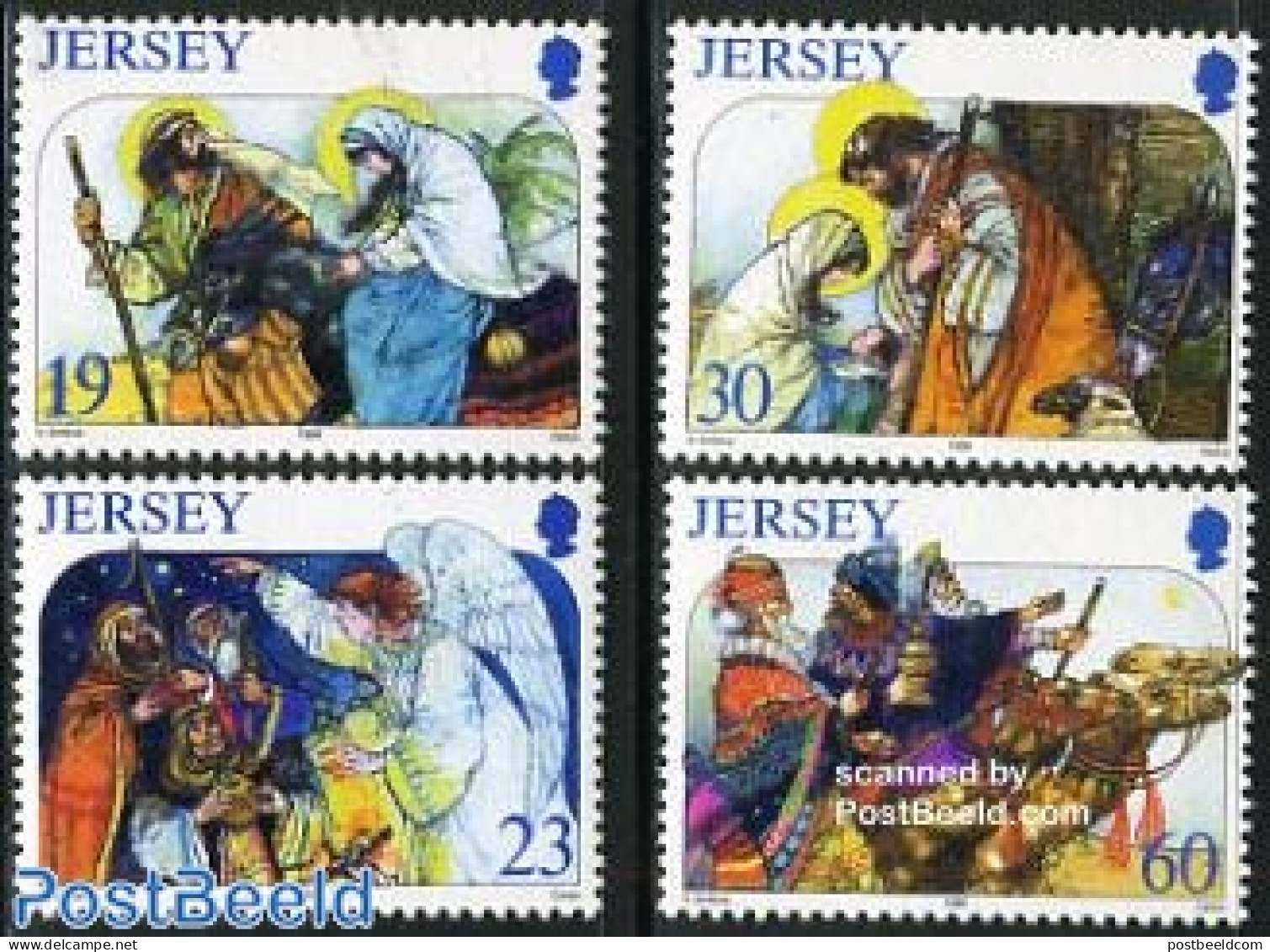 Jersey 1996 Christmas 4v, Mint NH, Nature - Religion - Camels - Christmas - Noël