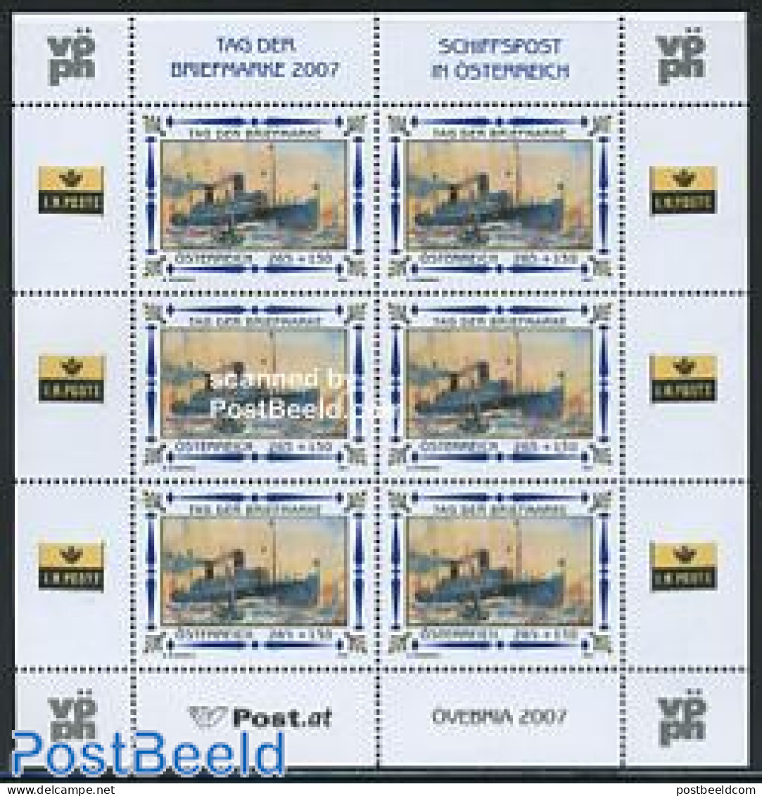 Austria 2007 Stamp Day, Shipping Post M/s, Mint NH, Transport - Post - Stamp Day - Ships And Boats - Art - Paintings - Nuevos