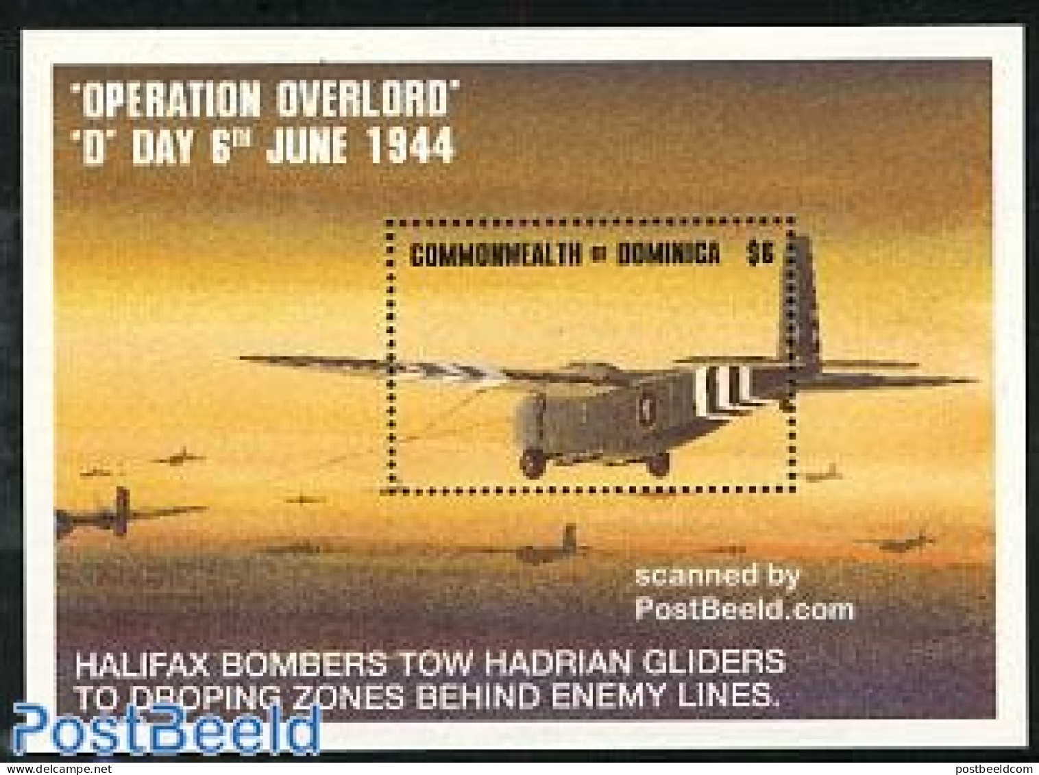 Dominica 1994 Allied Landing S/s, Mint NH, History - Transport - World War II - Aircraft & Aviation - Guerre Mondiale (Seconde)