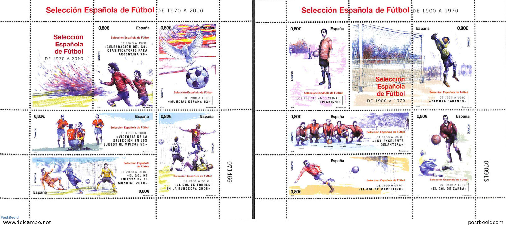 Spain 2011 Football Selection 10v (2 M/S), Mint NH, Sport - Football - Sport (other And Mixed) - Neufs