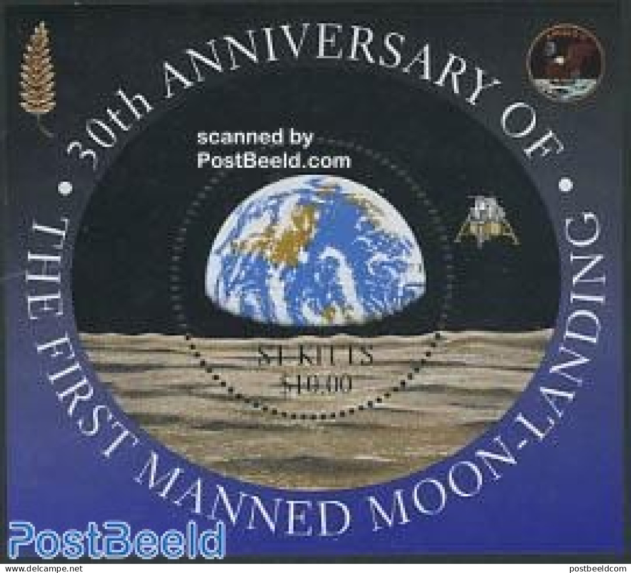 Saint Kitts/Nevis 1999 Moonlanding Anniversary S/s, Mint NH, Transport - Space Exploration - Otros & Sin Clasificación