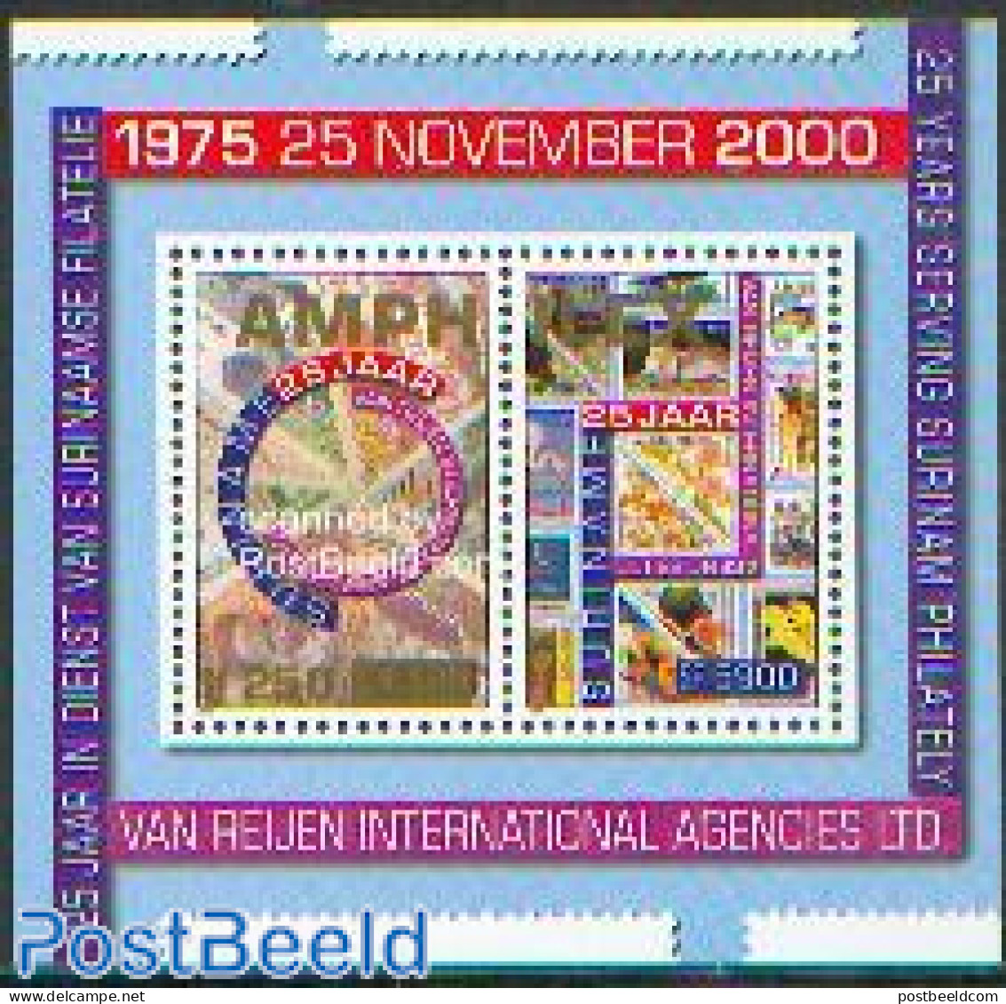 Suriname, Republic 2002 Amphilex Overprint S/s, Mint NH, Philately - Stamps On Stamps - Sellos Sobre Sellos