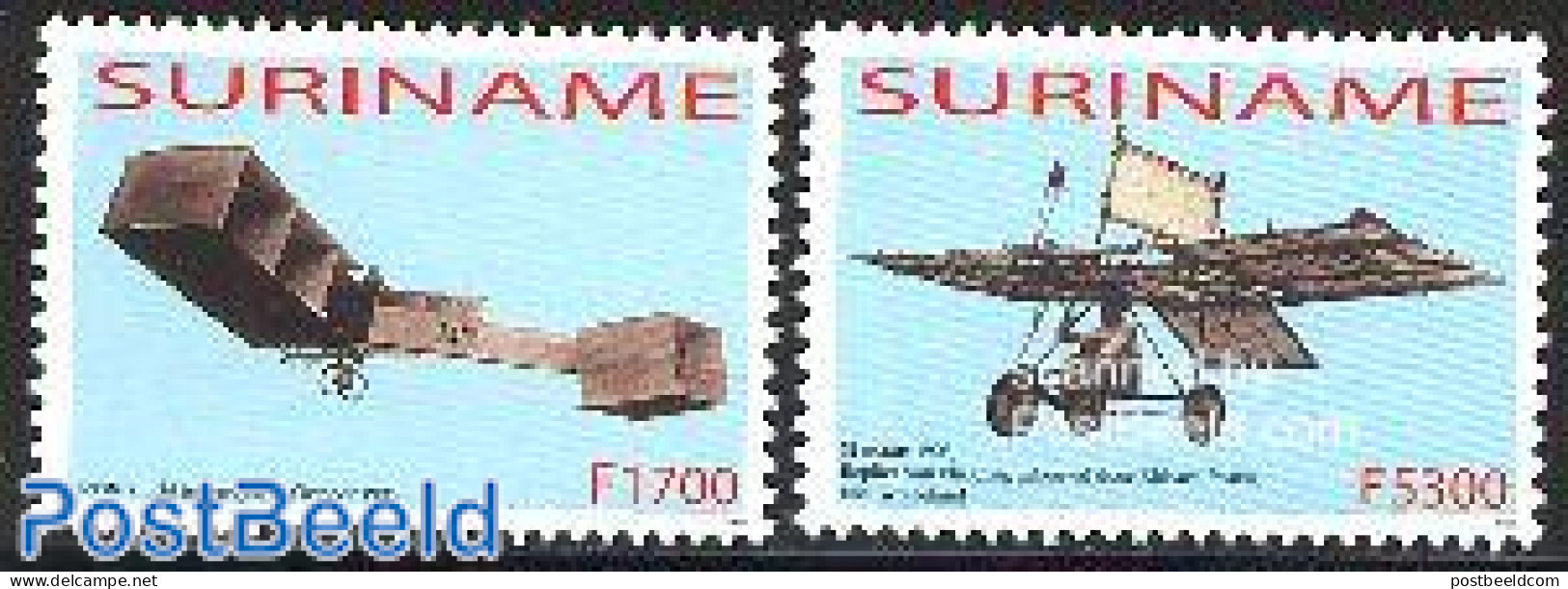 Suriname, Republic 2003 Aviation Centenary 2v, Mint NH, Transport - Aircraft & Aviation - Aerei