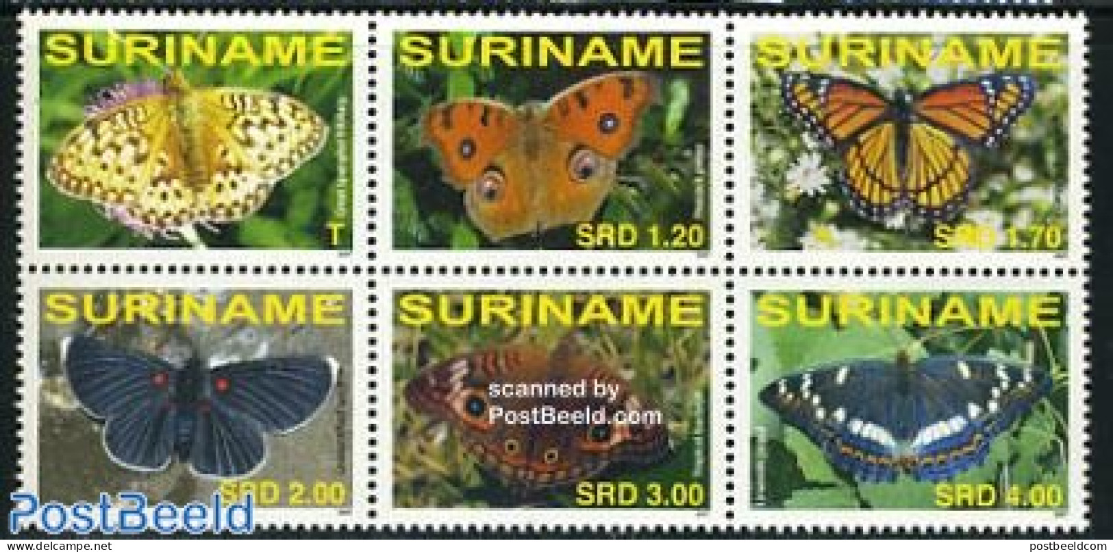 Suriname, Republic 2007 Butterflies 6v [++], Mint NH, Nature - Butterflies - Surinam