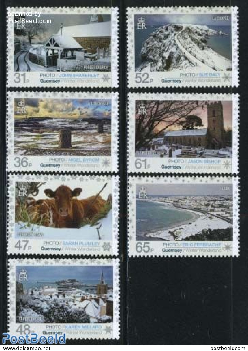 Guernsey 2011 Christmas 7v, Mint NH, Nature - Religion - Animals (others & Mixed) - Cattle - Christmas - Churches, Tem.. - Noël
