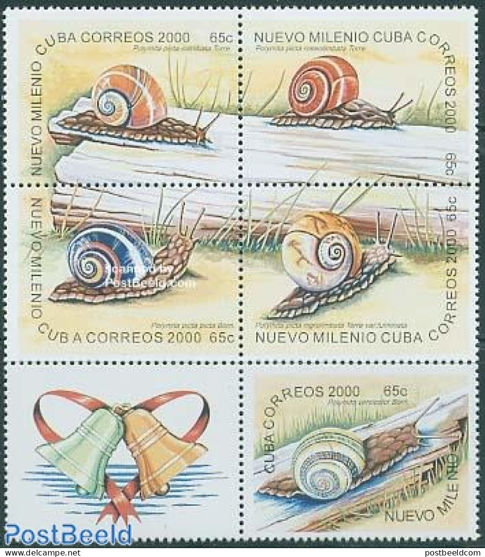 Cuba 2000 The Year 2000 5v+tab [++], Mint NH, Nature - Religion - Animals (others & Mixed) - Shells & Crustaceans - Ch.. - Nuevos