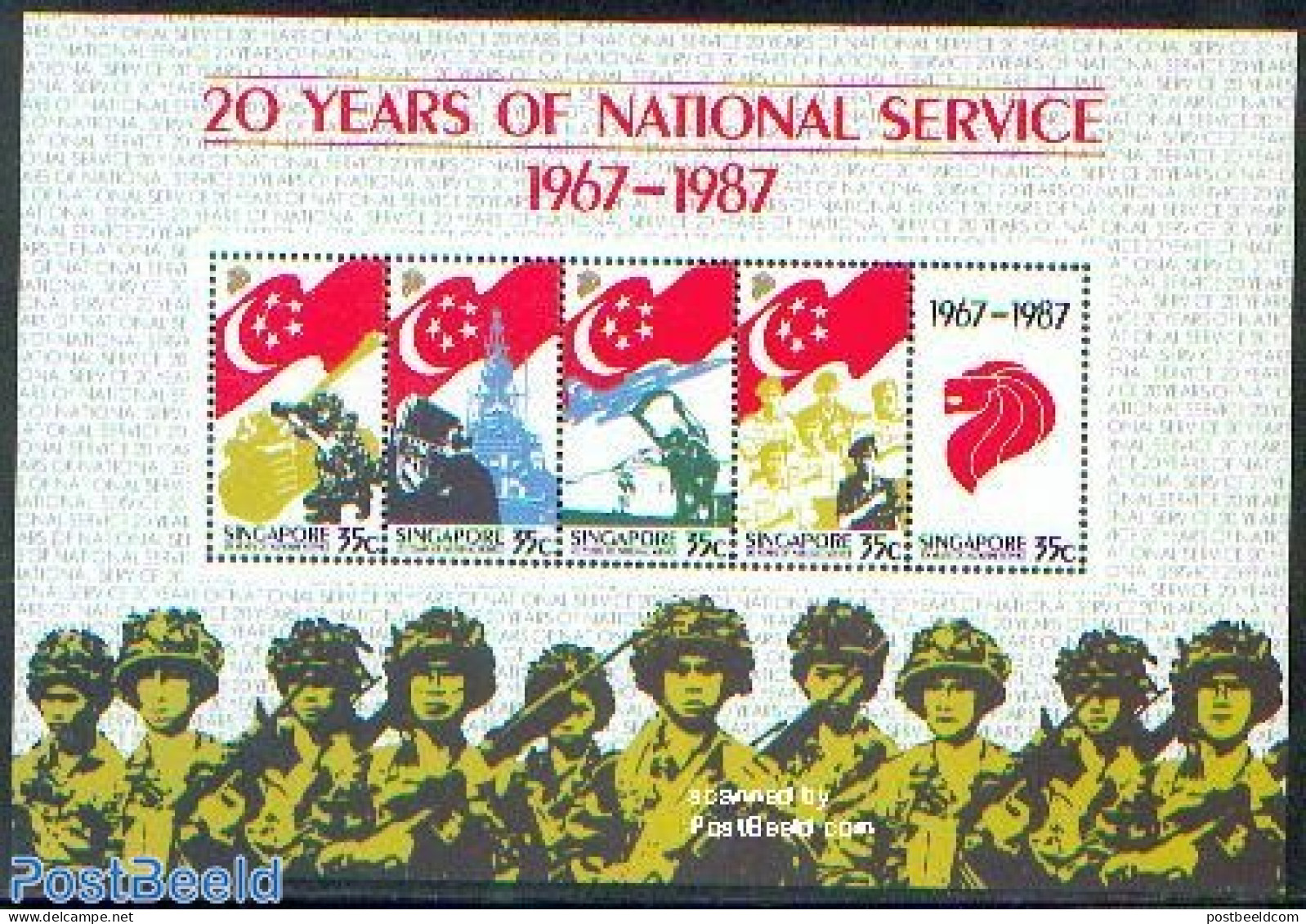 Singapore 1987 National Service S/s, Mint NH, History - Transport - Militarism - Aircraft & Aviation - Ships And Boats - Militares
