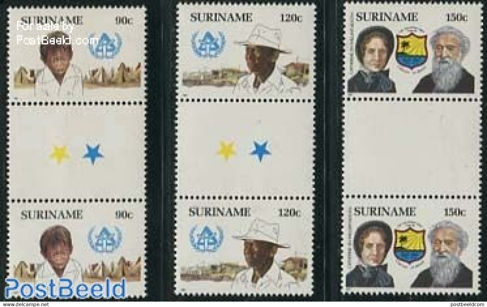 Suriname, Republic 1987 Salvation Army 3v, Gutter Pairs, Mint NH, Various - Salvation Army - Surinam