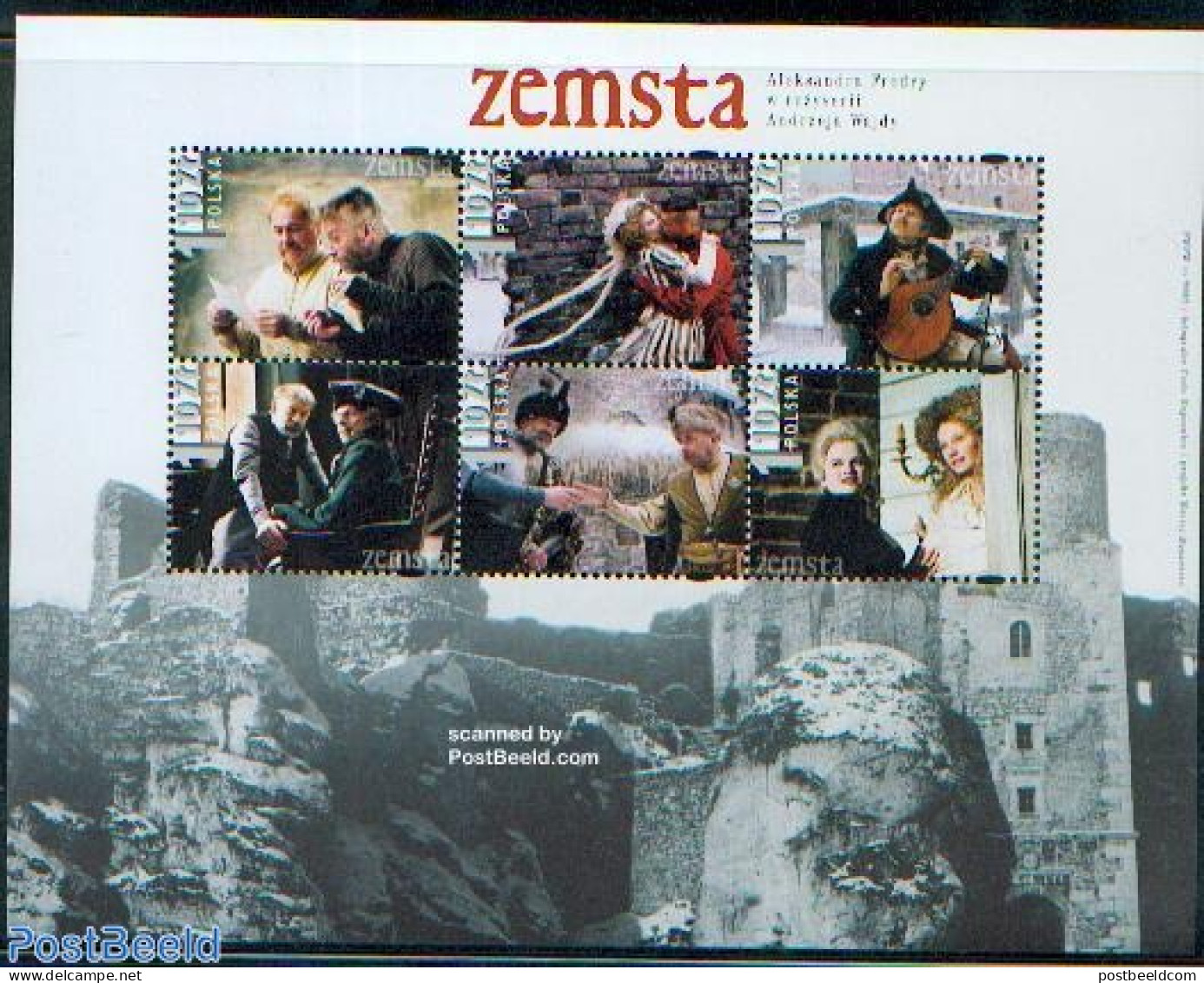 Poland 2002 Film 6v M/s, Mint NH, Performance Art - Film - Movie Stars - Music - Musical Instruments - Neufs