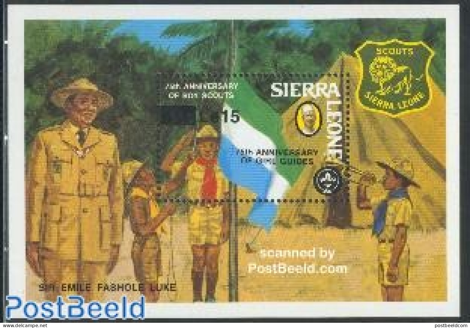 Sierra Leone 1985 75 Years Scouting S/s, Mint NH, Sport - Scouting - Sonstige & Ohne Zuordnung