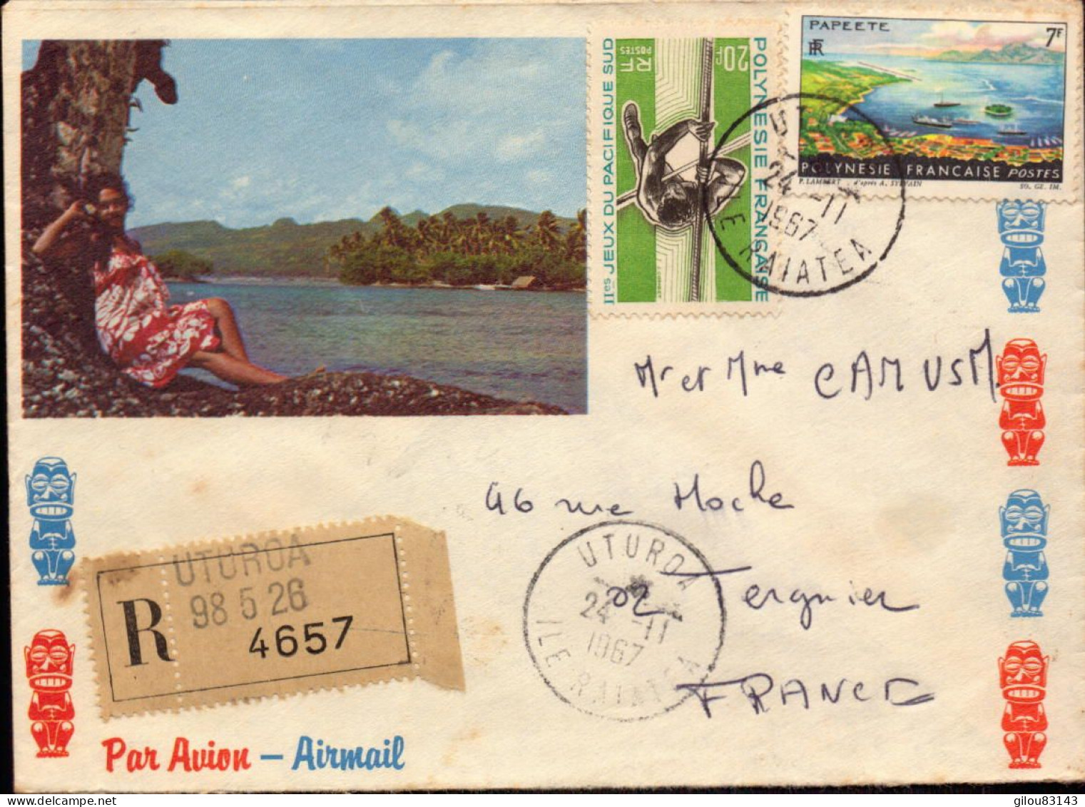 Lettre Recommandé De Polynesie Francaise, Uturoa, Ile Raiatea - 1961-....