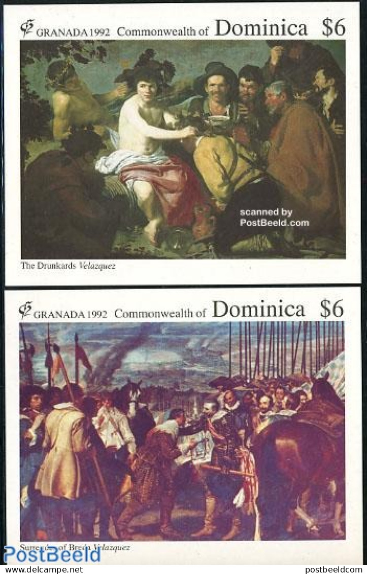 Dominica 1992 Granada 92 2 S/s, Mint NH, Art - Paintings - Repubblica Domenicana