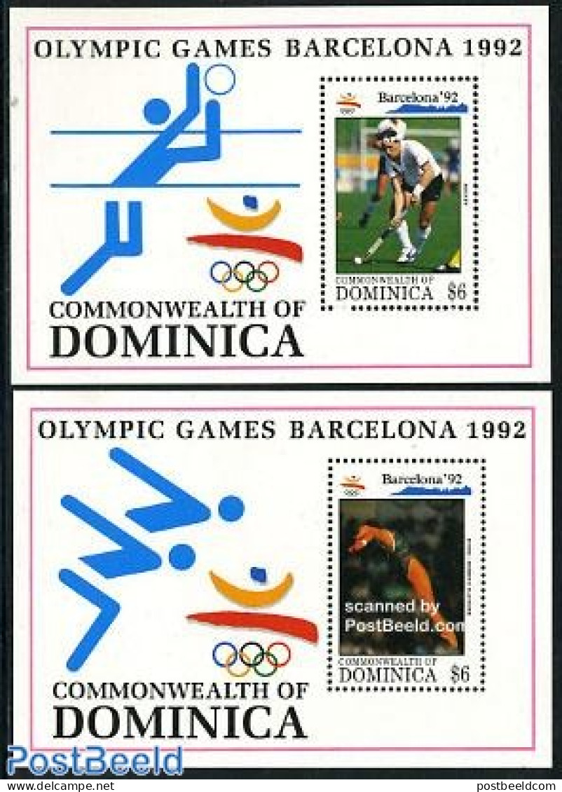 Dominica 1992 Olympic Games 2 S/s, Mint NH, Sport - Gymnastics - Hockey - Olympic Games - Gymnastiek