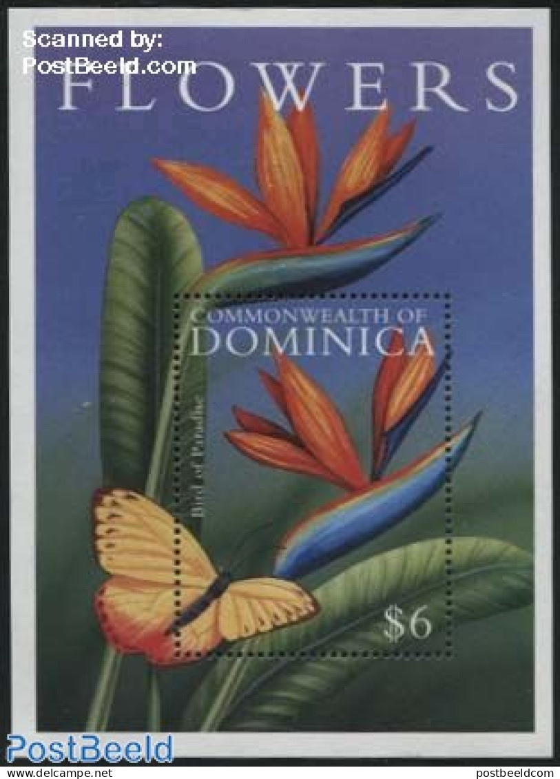 Dominica 2000 Flower & Butterfly S/s, Mint NH, Nature - Butterflies - Flowers & Plants - Dominikanische Rep.