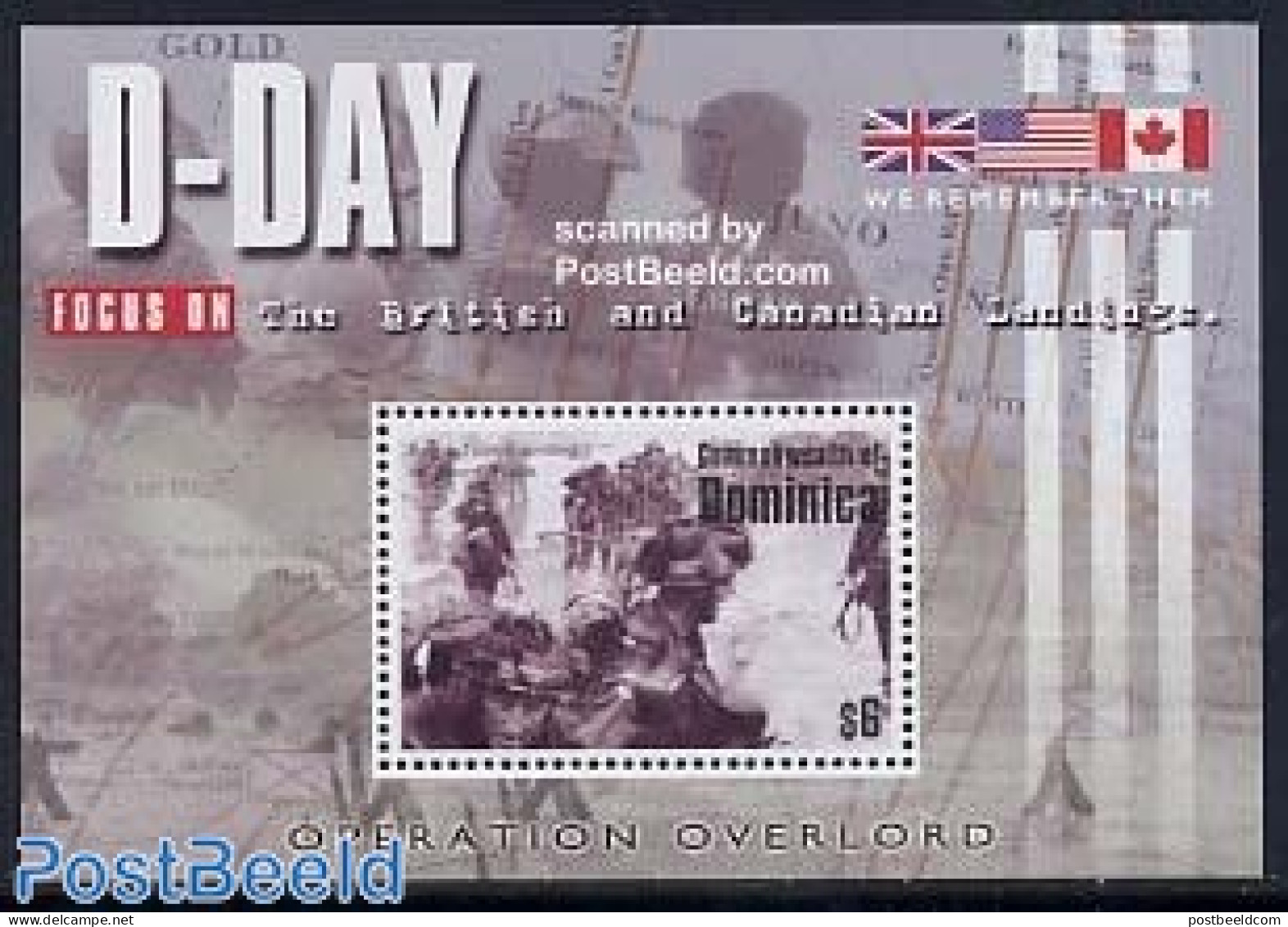 Dominica 2004 D-Day S/s, British Troops, Mint NH, History - Militarism - World War II - Militares