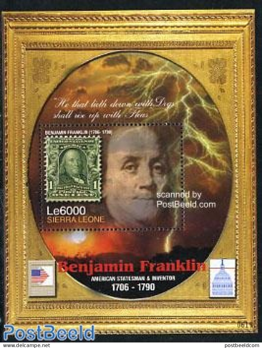 Sierra Leone 2006 Benjamin Franklin S/s, Mint NH, History - American Presidents - Philately - Stamps On Stamps - Stamps On Stamps