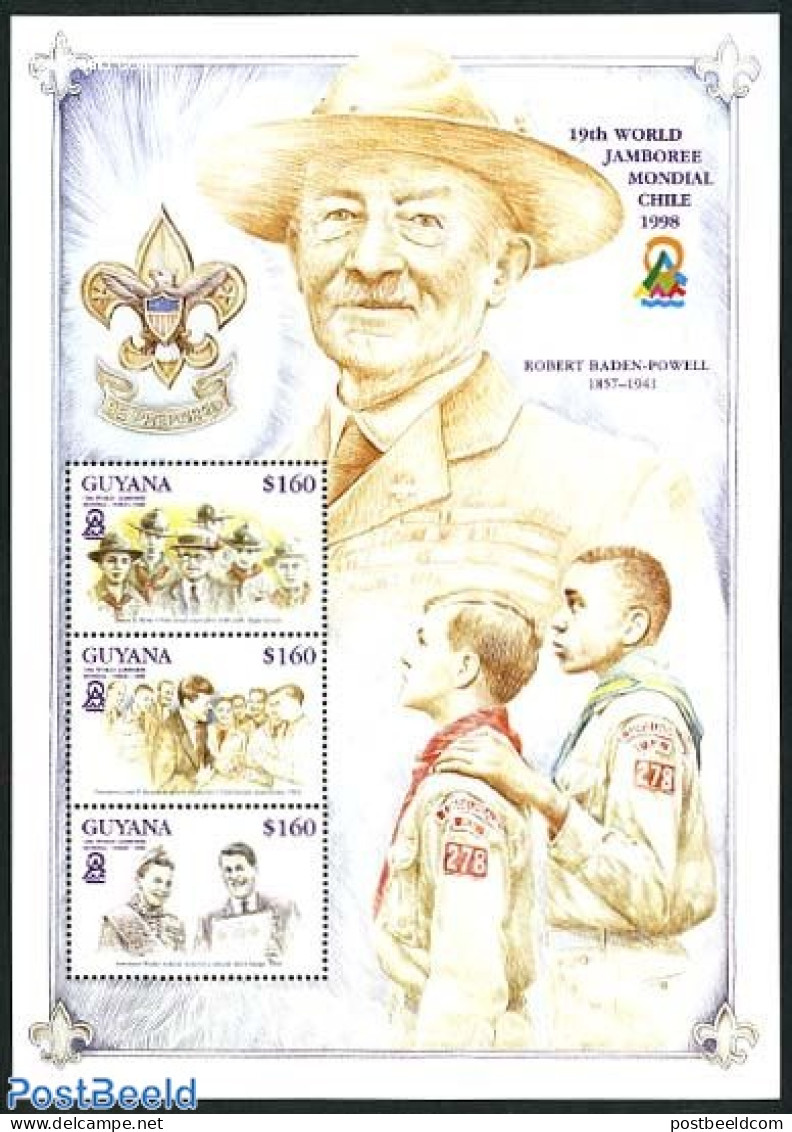 Guyana 1998 World Jamboree Chile 3v M/s, Mint NH, Sport - Scouting - Guiana (1966-...)