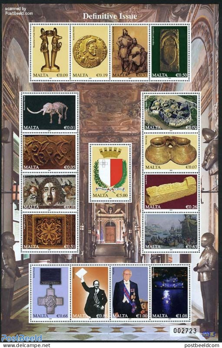 Malta 2009 Definitives 17v M/s, Mint NH, History - Transport - Various - Archaeology - Coat Of Arms - Decorations - Sh.. - Archäologie