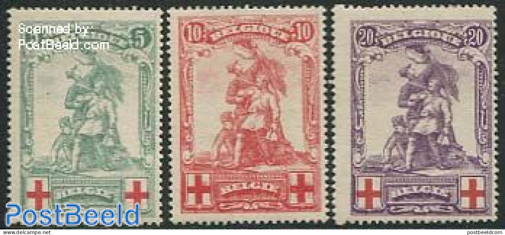 Belgium 1914 Red Cross 3v, Mint NH, Health - Red Cross - Unused Stamps