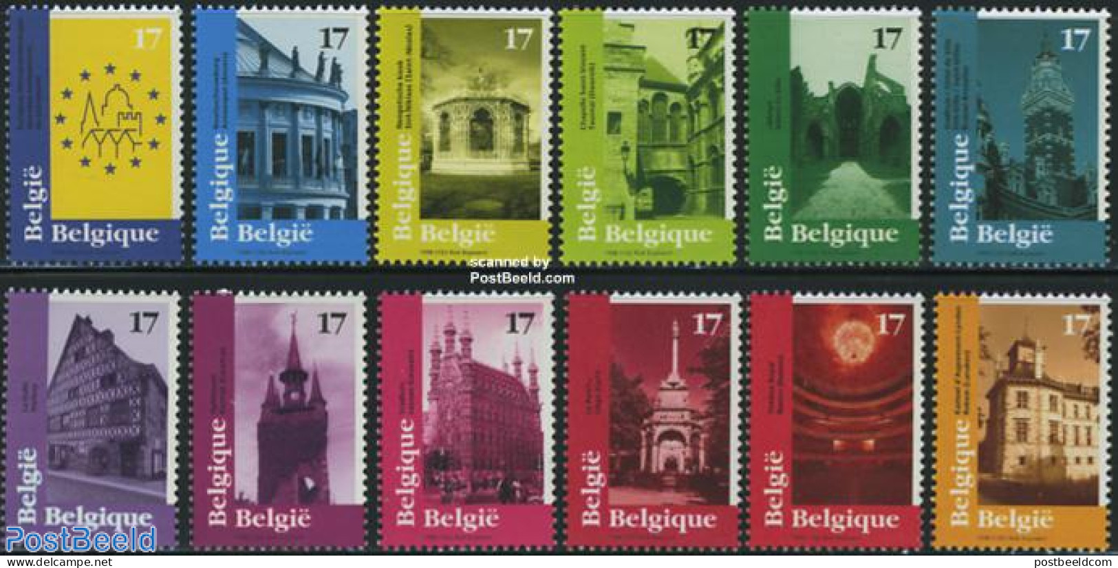 Belgium 1998 European Monuments 12v, Mint NH, History - Europa Hang-on Issues - Nuevos