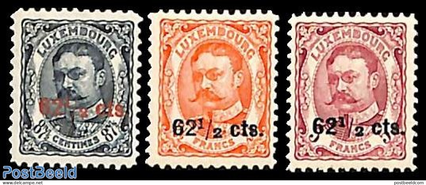 Luxemburg 1912 Overprints 3v, Unused (hinged) - Ungebraucht