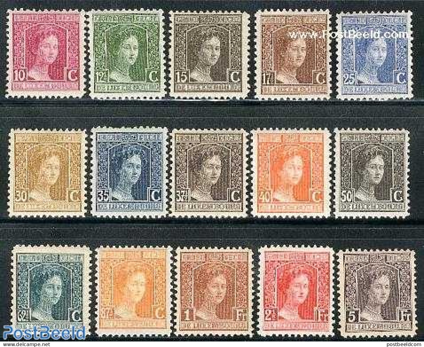 Luxemburg 1914 Grand Duchess Marie Adaidelaide 15v, Unused (hinged) - Unused Stamps