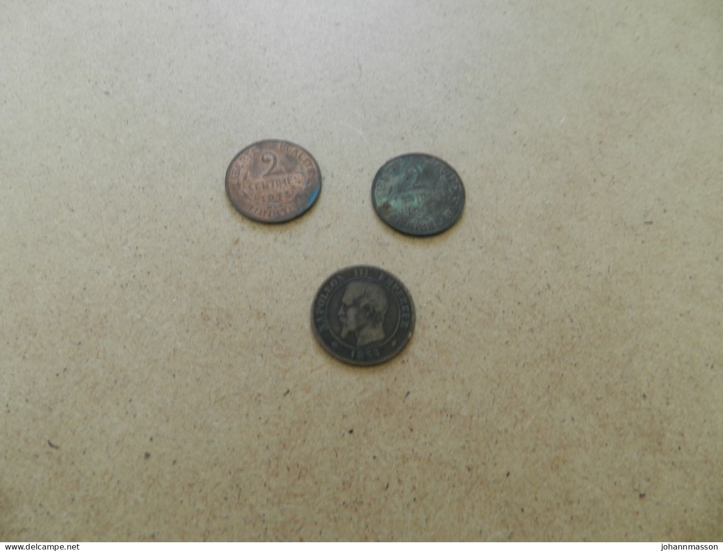 Lot De  Trois  Monnaies  2  Centimes    1855 A - 1903 - 1913 - Vrac - Monnaies