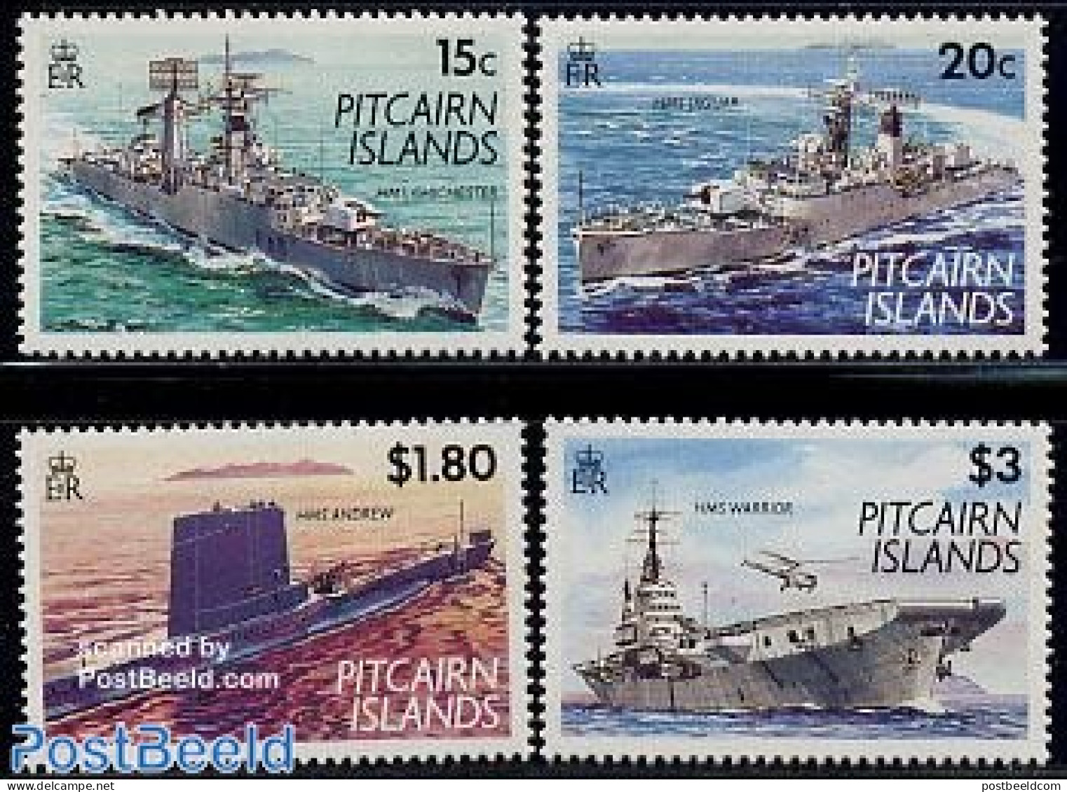 Pitcairn Islands 1993 War Ships 4v, Mint NH, Transport - Helicopters - Ships And Boats - Elicotteri
