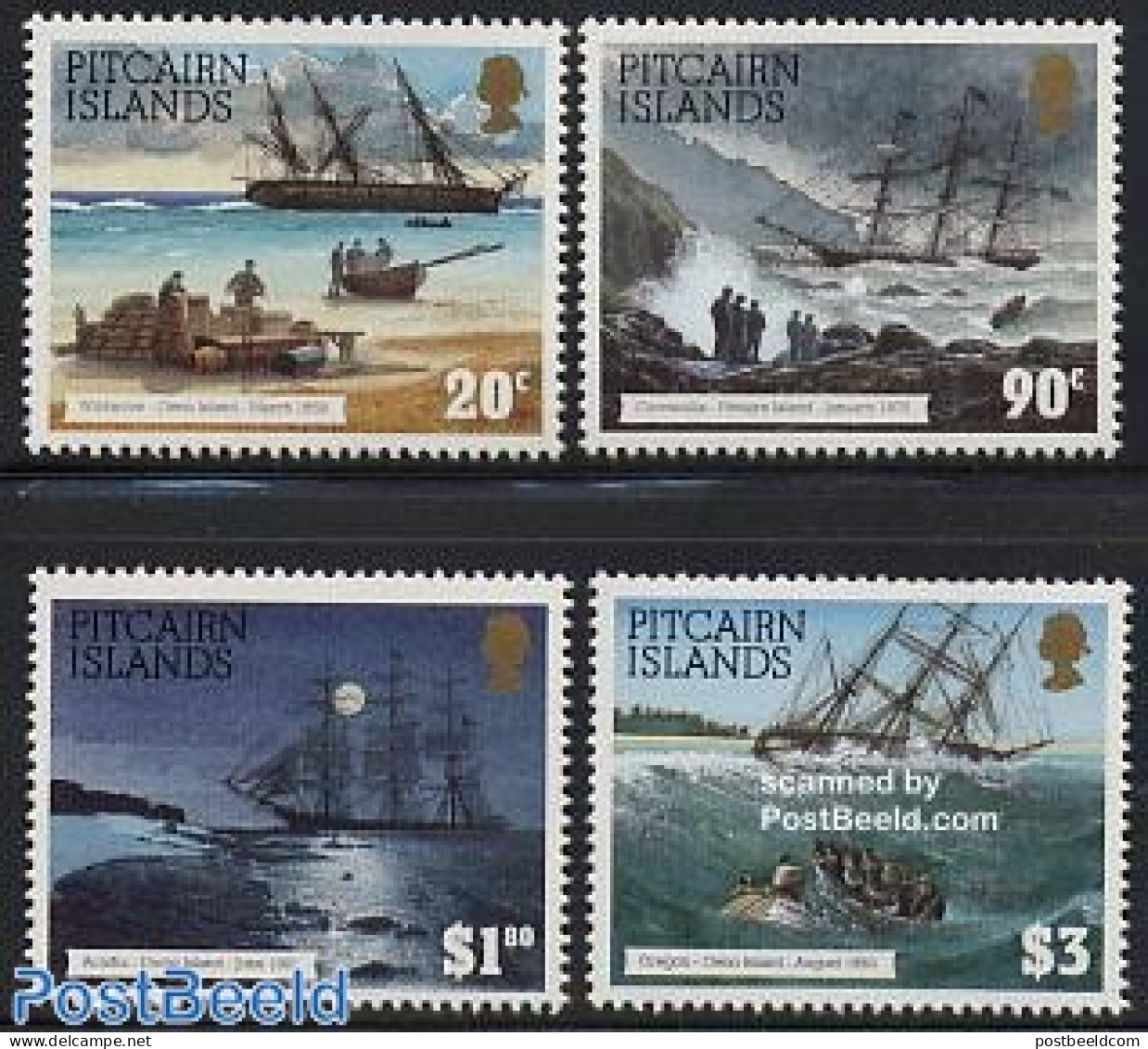 Pitcairn Islands 1994 Ship Wrecks 4v, Mint NH, History - Transport - Ships And Boats - Disasters - Ships