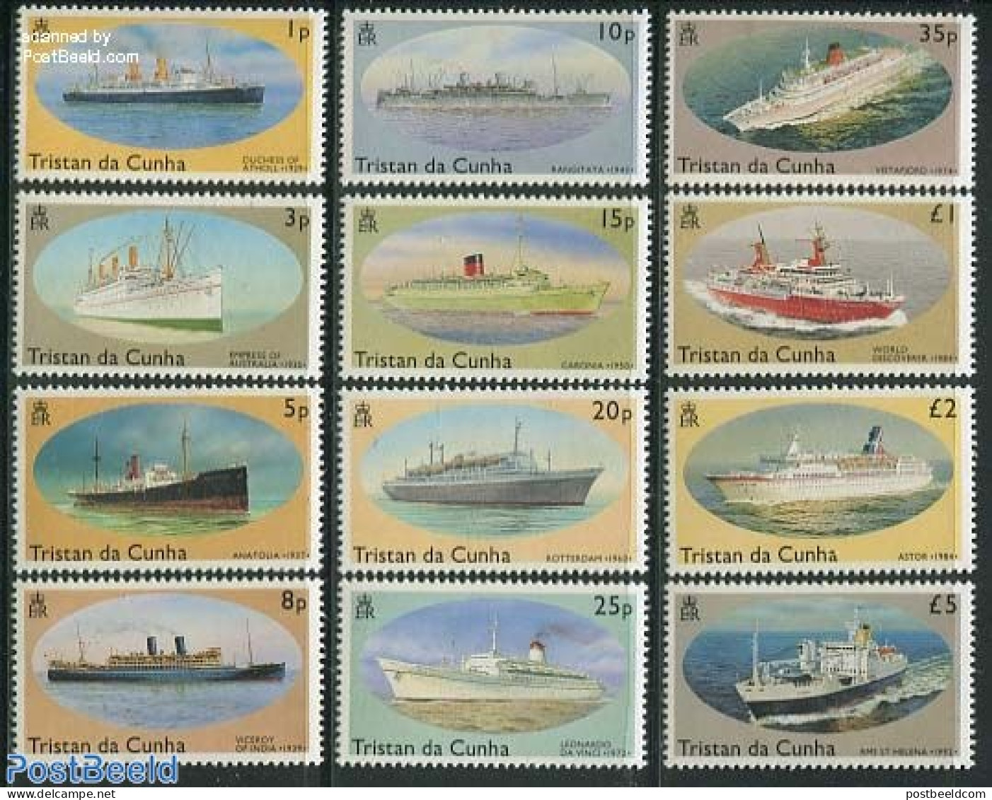 Tristan Da Cunha 1994 Definitives, Ships 12v, Mint NH, History - Transport - Netherlands & Dutch - Ships And Boats - Geographie