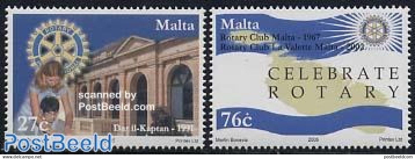 Malta 2005 100 Years Rotary 2v, Mint NH, History - Various - Flags - Maps - Rotary - Geography