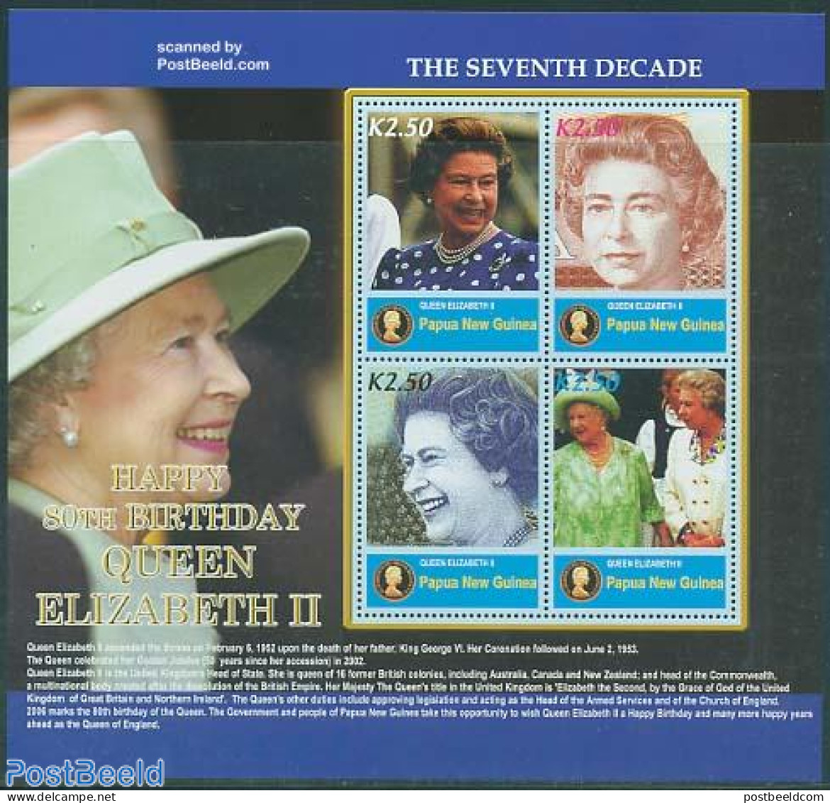 Papua New Guinea 2006 Queen Birthday 4v M/s, Mint NH, History - Kings & Queens (Royalty) - Koniklijke Families