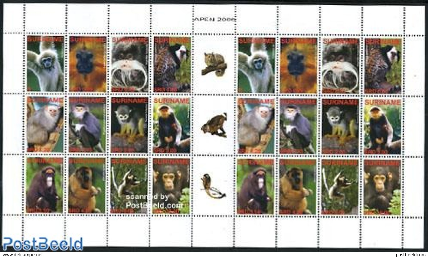 Suriname, Republic 2006 Monkeys 2x12v M/s, Mint NH, Nature - Animals (others & Mixed) - Monkeys - Suriname