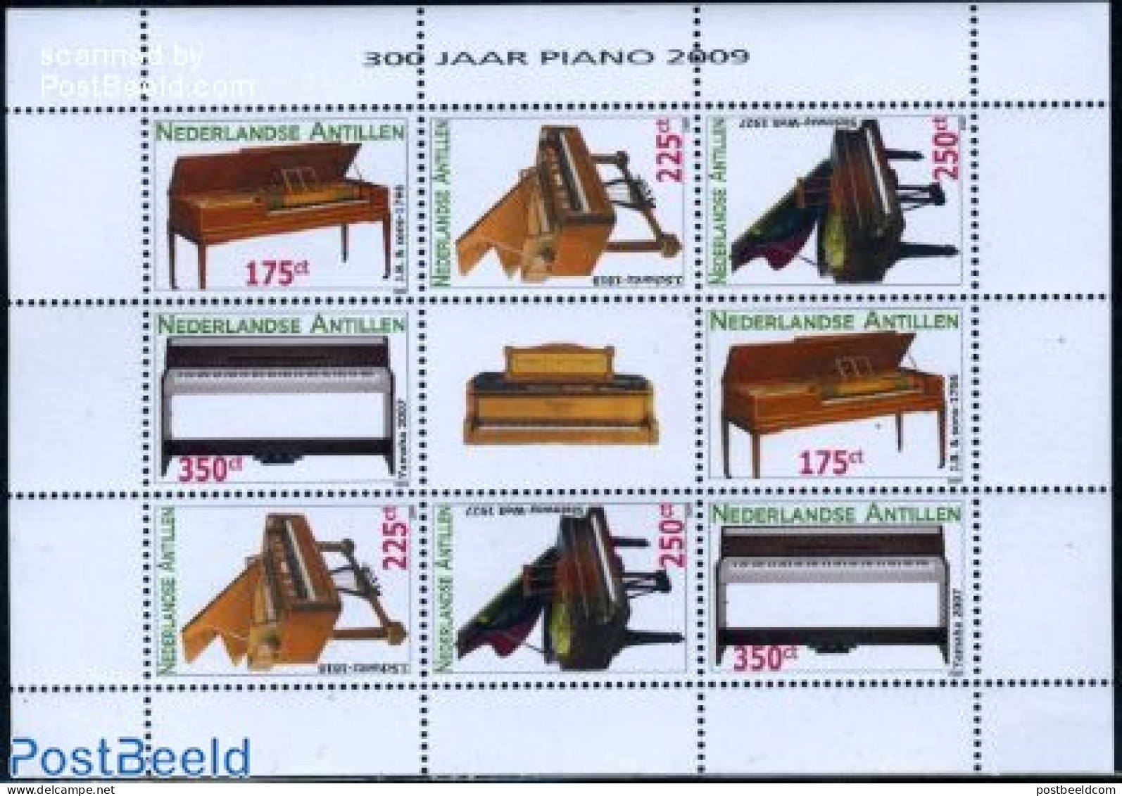 Netherlands Antilles 2009 300 Years Piano M/s, Mint NH, Performance Art - Music - Musical Instruments - Musique