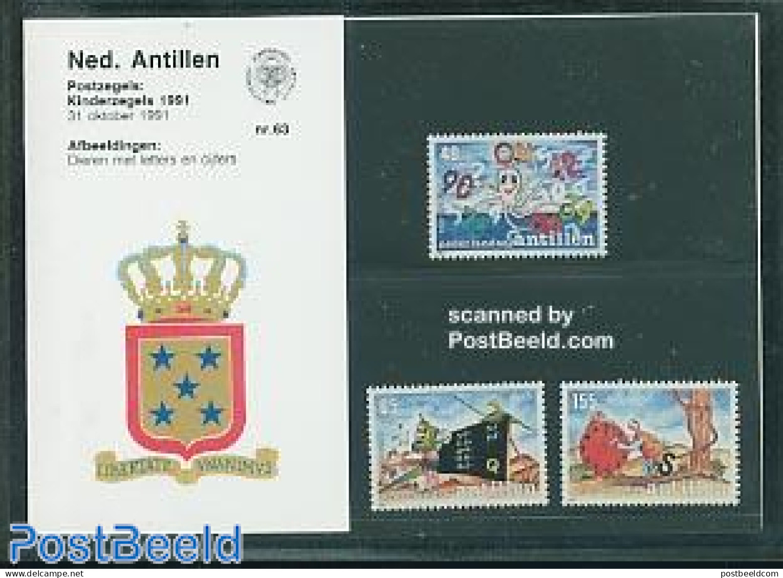 Netherlands Antilles 1991 Child Welfare Pres. Pack 63, Mint NH, Science - Education - Art - Children's Books Illustrat.. - Clocks
