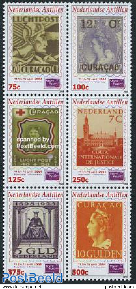Netherlands Antilles 2008 Stamp Passion 6v [++], Mint NH, Stamps On Stamps - Briefmarken Auf Briefmarken