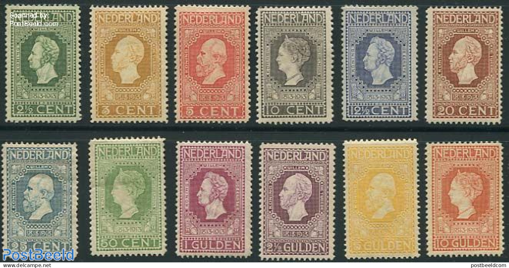 Netherlands 1913 Jubilee 12v, Unused (hinged), History - Kings & Queens (Royalty) - Ungebraucht