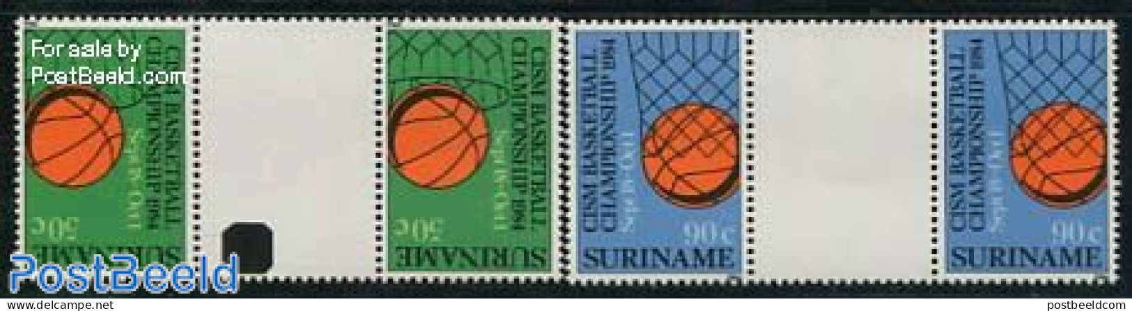 Suriname, Republic 1984 Military Sports 2v, Gutter Pairs, Mint NH, Sport - Basketball - Sport (other And Mixed) - Basketbal
