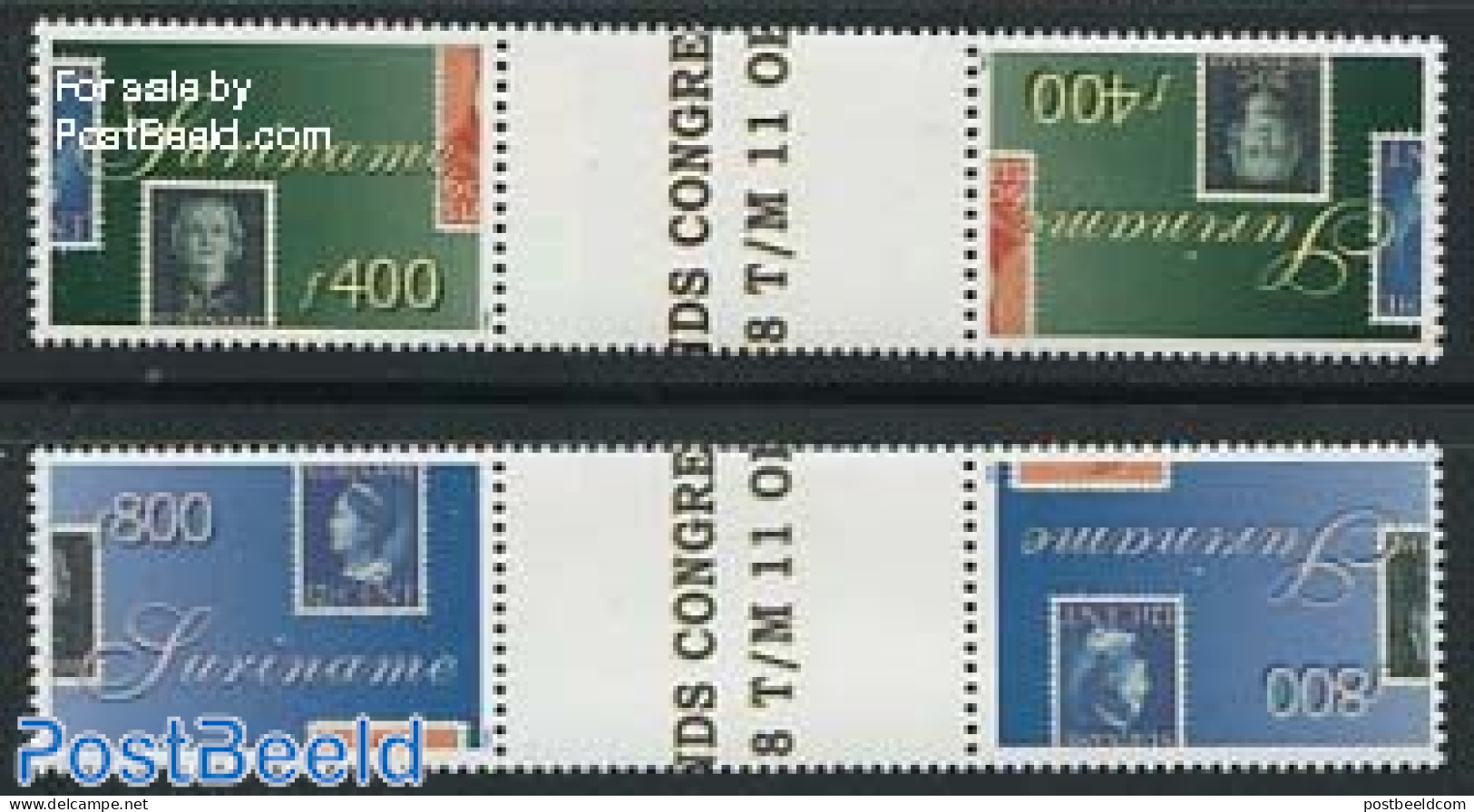 Suriname, Republic 1998 NVPH Show 2v, Gutter Pairs, Mint NH, Philately - Stamps On Stamps - Briefmarken Auf Briefmarken