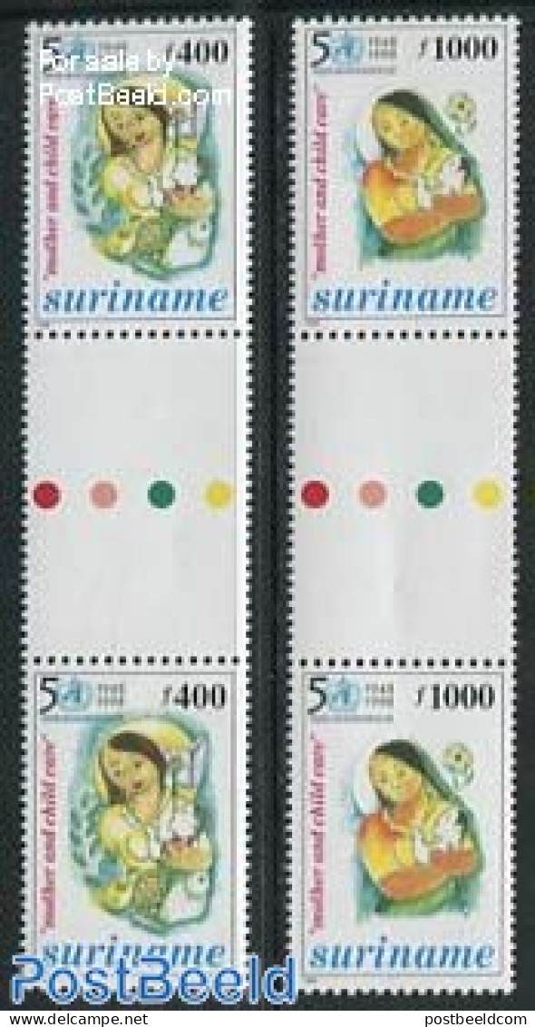 Suriname, Republic 1998 WHO 2v, Gutterpairs (red Lights), Mint NH, Health - Health - Suriname