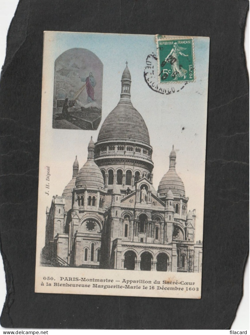 128897        Francia,   Paris-Montmartre,   Apparition  Du  Sacre-Coeur A La  Bienheureuse Marguerite-Marie,  VG  1910 - Jésus