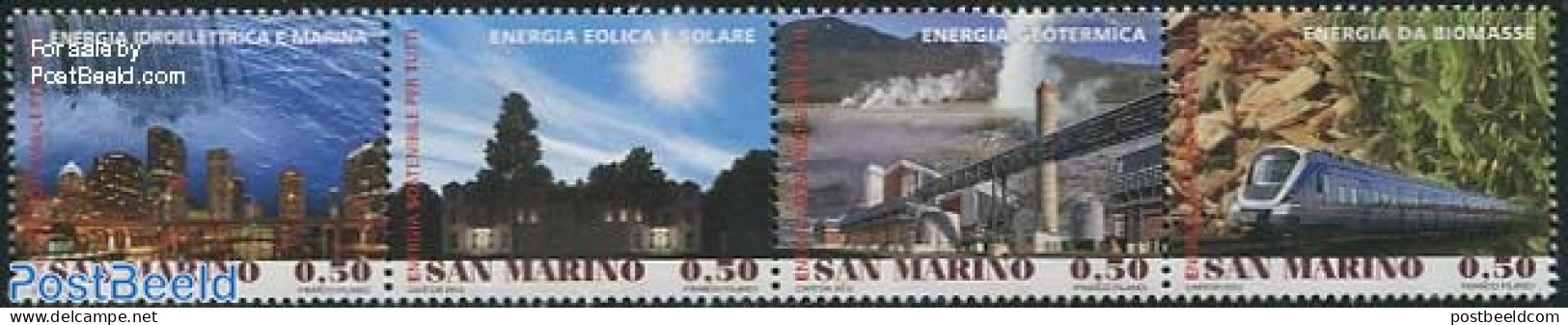 San Marino 2012 Renewable Energy 4v [:::] Or [+], Mint NH, Nature - Science - Transport - Environment - Water, Dams & .. - Ungebraucht