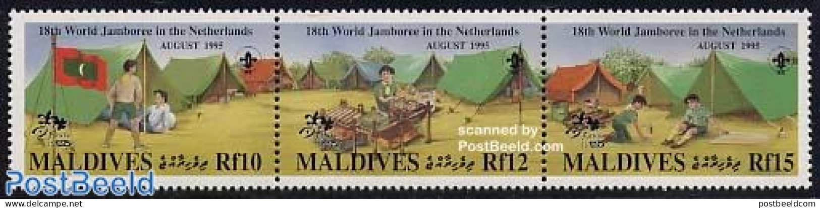 Maldives 1995 World Jamboree 3v [::], Mint NH, History - Sport - Netherlands & Dutch - Scouting - Geography