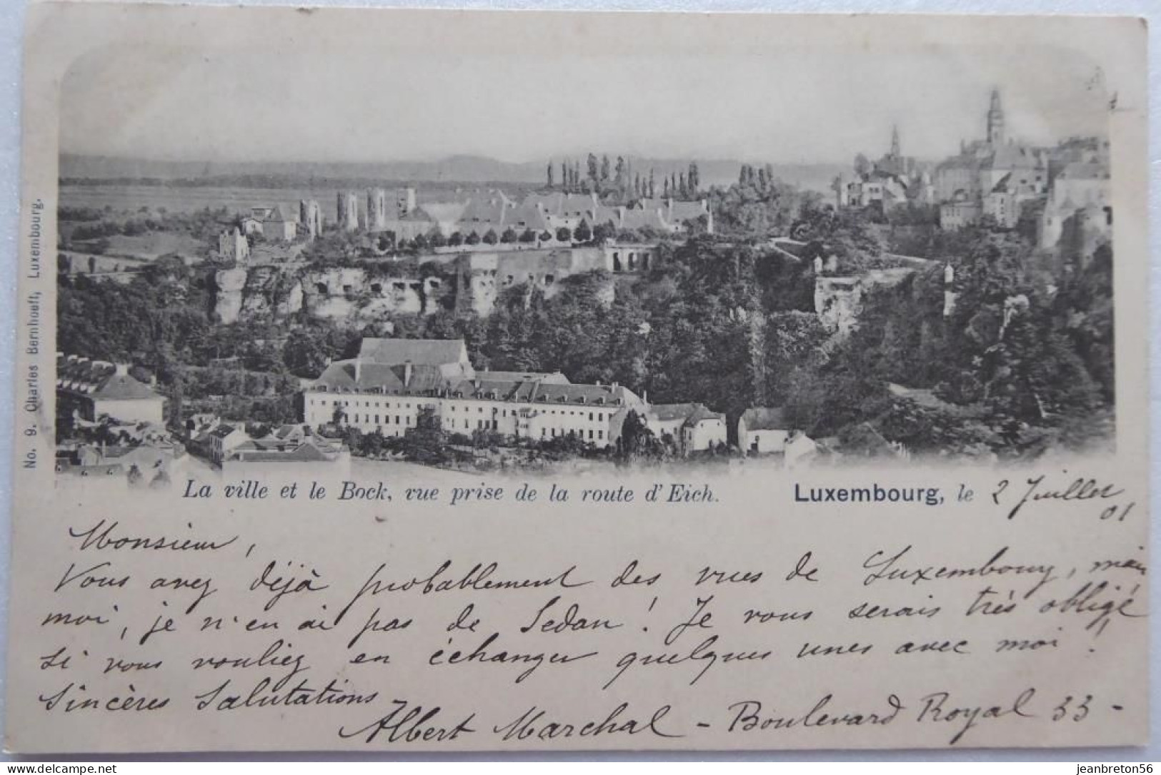 Luxembourg - La Ville Et Le Bock, Vue Prise De La Route D'Eich - CPA 1901- Voir Cachet Ambulant - Other & Unclassified