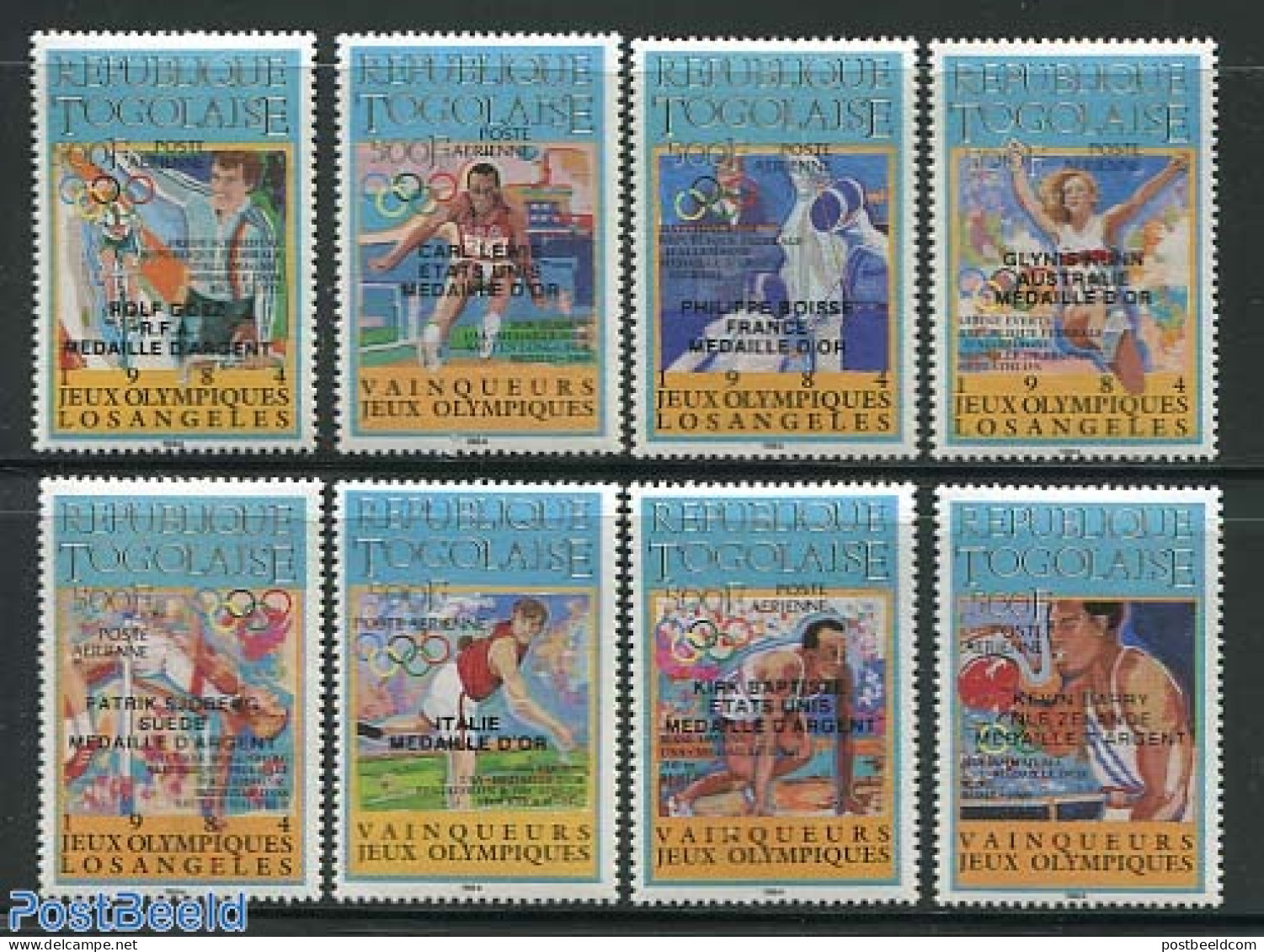 Togo 1985 Olympic Winners 8v Overprints, Mint NH, Sport - Olympic Games - Togo (1960-...)
