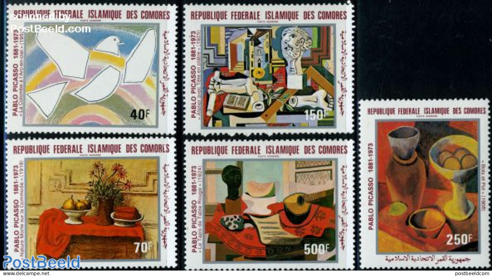 Comoros 1981 Picasso 5v, Mint NH, Art - Modern Art (1850-present) - Pablo Picasso - Comores (1975-...)