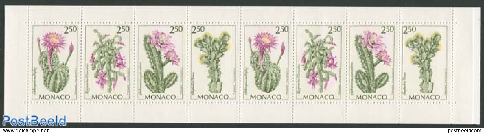 Monaco 1993 Cactus Flowers Booklet, Mint NH, Nature - Cacti - Flowers & Plants - Stamp Booklets - Ungebraucht